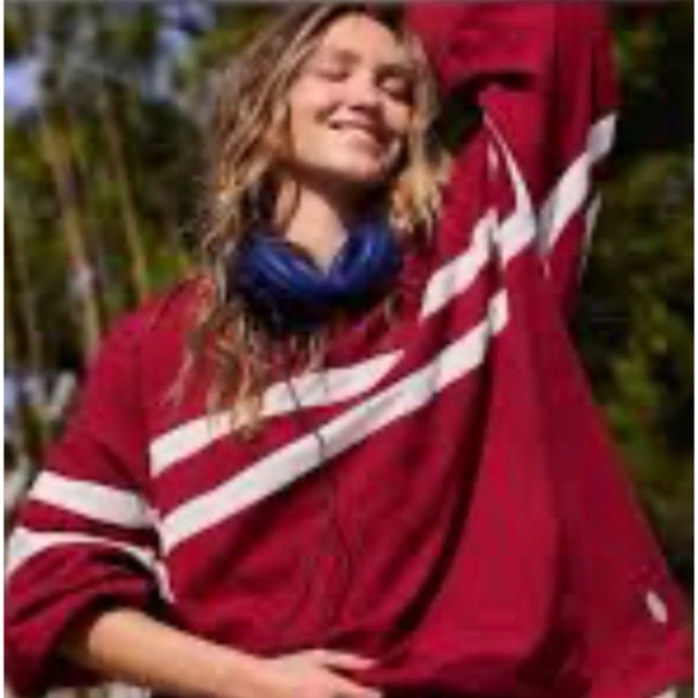 #1706 Free People FP Movement Post Up Layer Crimson White Color Combo Medium